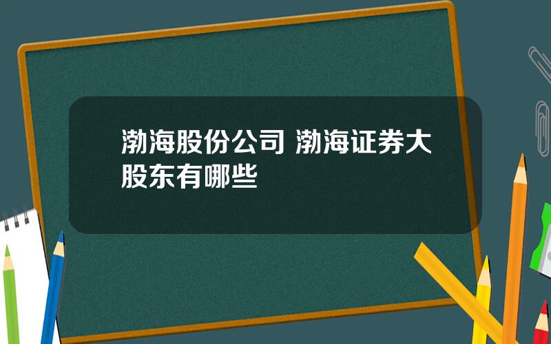 渤海股份公司 渤海证券大股东有哪些